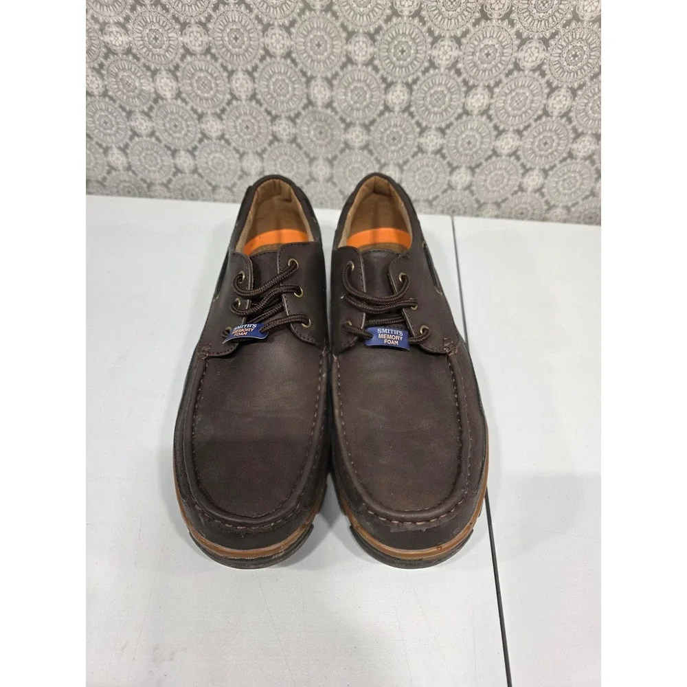 Smiths Workwear Mens Georgia Style Brown Leather Lace Up‎ Boat Shoes Size 11